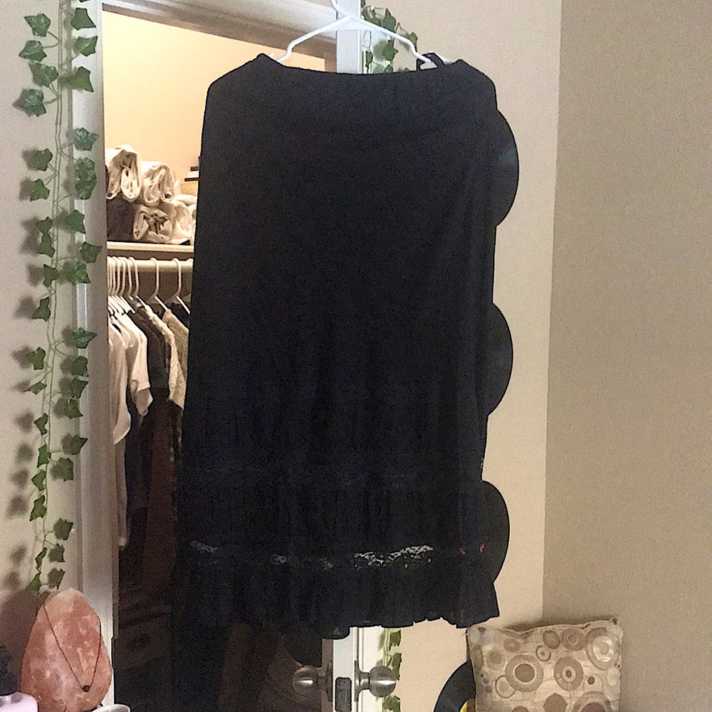 Thrifted black lace maxi skirt